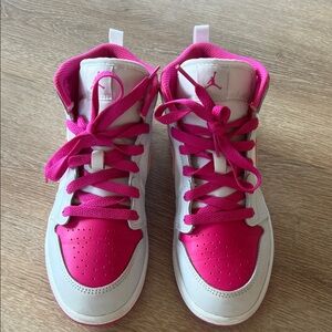 Girls Pink and White Nike Sneakers